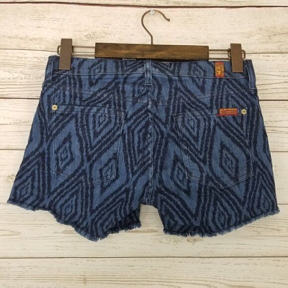 7 For All Mankind Womens Size 25 Low Rise Cutoff Side Slit Boho Denim Shorts - Picture 2 of 10